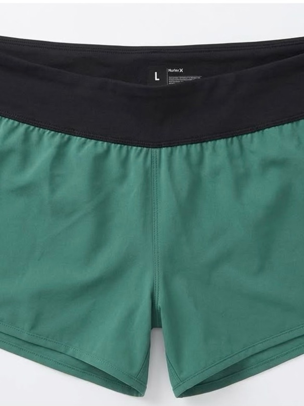 Hurley Womans Black Waist Green Active Shorts